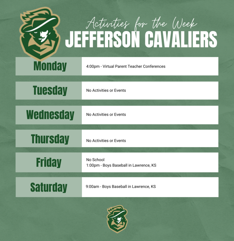 Calendar of events for this week at JHS
