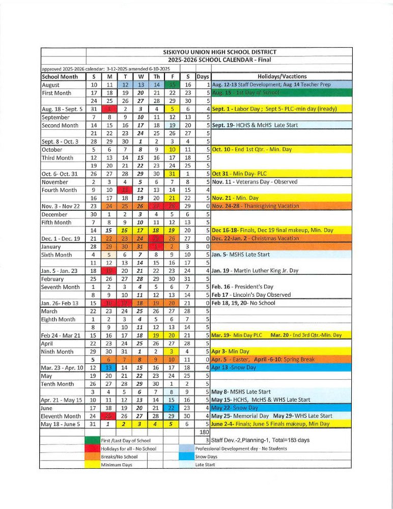 25-26 School Calendar