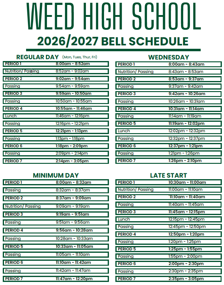 Bell schedule