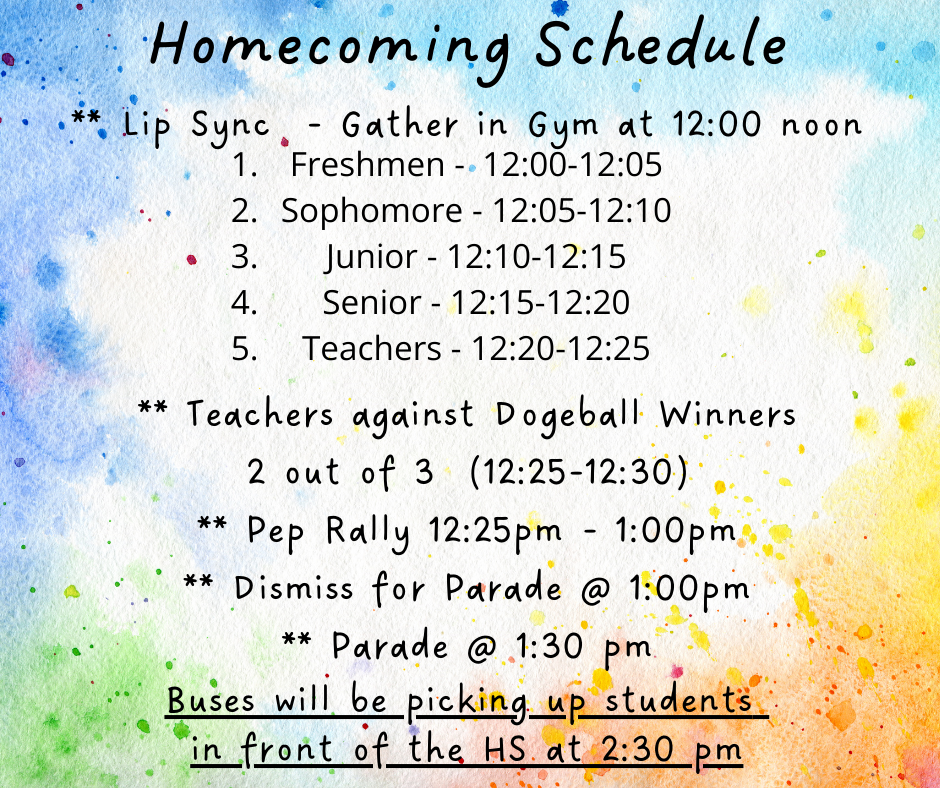 Homecoming Schedule