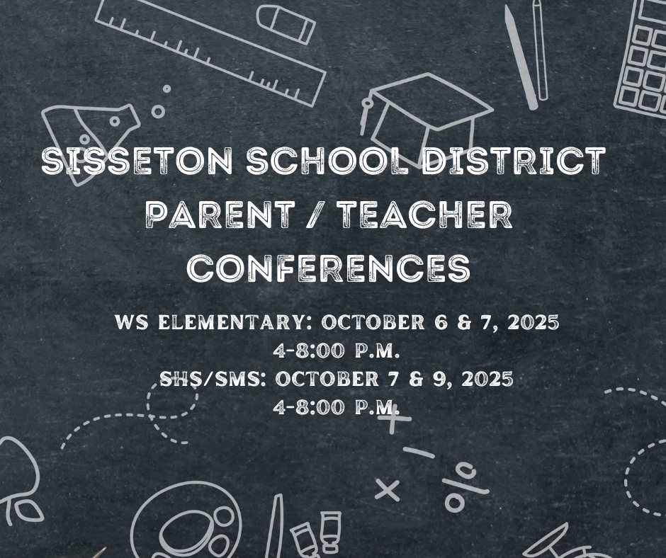 Reminder - Parent/Teacher conferences are next week:  Westside Elementary: Monday, October 6 & Tuesday, October 7, 4:00 - 8:00 p.m.  SMS/SHS: Tuesday, October 7 & Thursday, October 9, 4:00 - 8:00 p.m.  Please contact your child's school for more information.