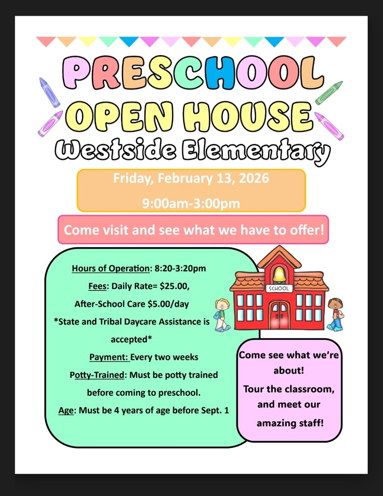 2026-27 Kindergarten Registration/Screening and Preschool Open House Friday, February 13 9am-3pm We can't wait to meet you!