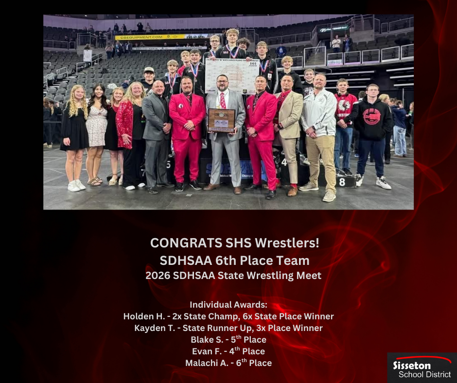Congratulations to our SHS Wrestlers on an outstanding performance at the SDHSAA State B Wrestling Tournament in Sioux Falls this past weekend! 🤼‍♂️🔥  🥇 Holden H. – 2x State Champion and 6x State Place Winner! What an incredible accomplishment! 🥈 Kayden T. – State Runner-Up and 3x State Place Winner! 🏅 Evan F. – 4th Place Finish! 🥉 Blake S. – 5th Place Finish! 🥉 Malachi A. – 6th Place Finish!  As a team, SHS brought home an impressive 6th Place Overall Finish! 👏  Your dedication, toughness, and commitment to excellence continue to make our school and community proud. Thank you for representing SHS with heart, grit, and class on the state stage! ❤️💪