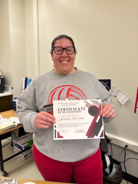The Sisseton Special Education Department is recognizing staff who go above and beyond for the students they serve. Congratulations to our Staff Star, Jessica Serocki. Mrs. Serocki goes above and beyond to meet the needs of her students.  Her ability to connect with students creates an environment where learners feel safe and respected.  She is patient, kind, and truly cares about her students. Thanks for all that you do at for our students!
