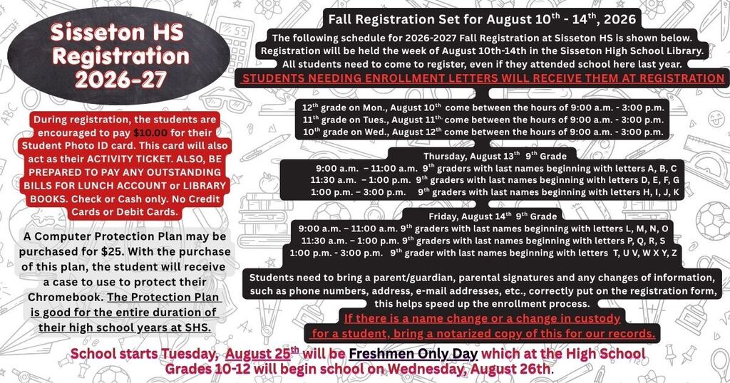 Sisseton HS Registration 26-27