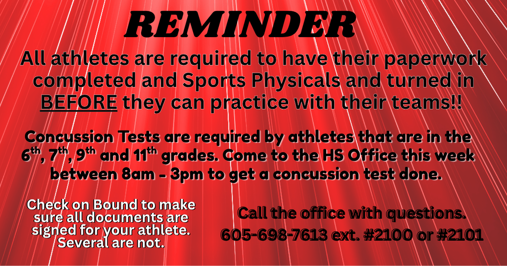 Student Athletes Reminder