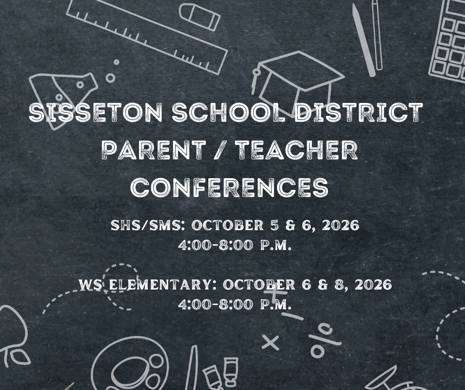 Reminder: Parent/Teacher conferences are next week:  SMS/SHS: Monday, October 5 & Tuesday, October 6; 4:00 - 8:00 p.m.  Westside Elementary: Tuesday, October 6 & Thursday, October 8, 4:00 - 8:00 p.m.  Please contact your child's school for more information.