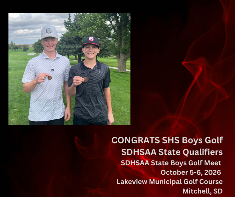 Luke & Jackson qualified for the State A Boys Golf Tournament, to be held October 5-6, in Mitchell, SD at the Lakeview Municipal Golf Course. Congratulations and Good Luck!  SDHSAA Tournament Information: https://sdhsaa.com/activity/golf-championships/ SDPB Broadcast Information: https://www.sdpb.org/hsactivities/sports/golf/