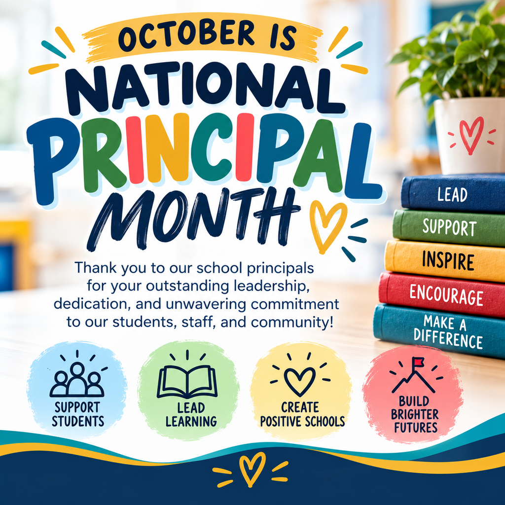 🎉 October is National Principals Month! 🎉  As the month comes to an end, we want to celebrate and recognize our school principals for their outstanding leadership, dedication, and commitment to our students, staff, and families.  Our principals play an essential role in creating positive school environments, supporting student success, and encouraging growth in both students and staff. Their leadership, compassion, and countless efforts—both seen and unseen—make a meaningful difference in our schools every day.  💙 Thank you to our Sisseton School District principals for all you do to support, inspire, and lead our school communities!  👏 Happy National Principals Month!