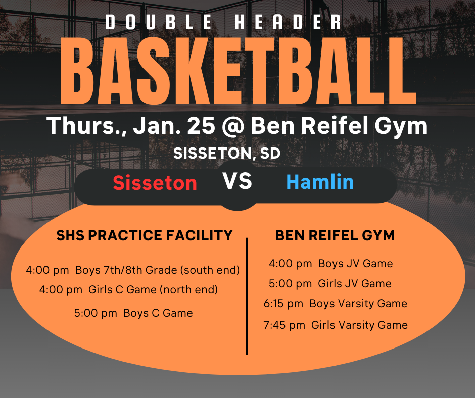 Multiple games to be played on Thurs., Jan. 25 vs Hamlin. Note times and locations of games for the evening. Go Redmen!!!