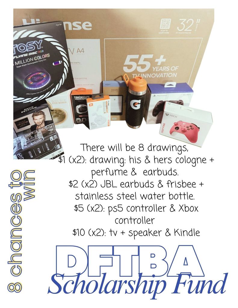 Scholarship fundraiser prizes poster