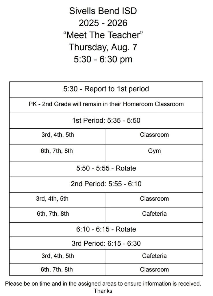 Sivells Bend ISD
MEET THE TEACHER