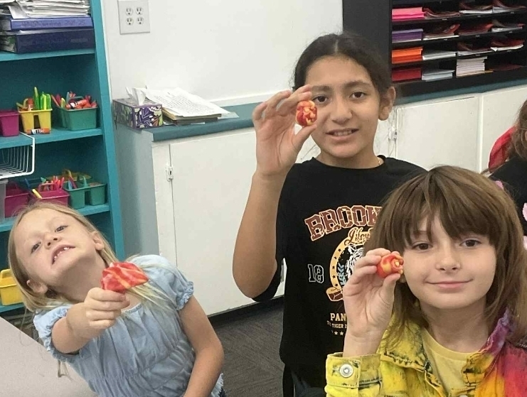 SIVELLS BEND ISD
3rd and 4th graders made sediment out of Starburst candies.  Then they turned their sediment into sedimentary rock.  They warmed their sedimentary rocks and applied pressure to make metamorphic rocks.  Last of all, we melted some rock and made igneous rocks!  We had a blast!