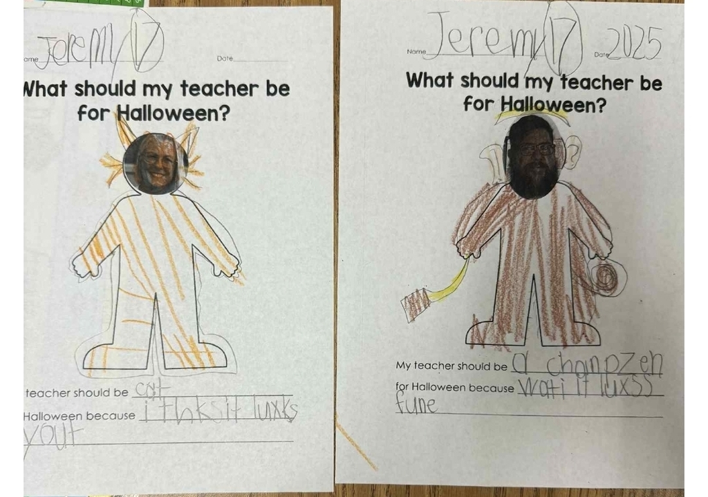 Mrs. Downey and Chef Sammy had some help from the 1st and 2nd graders deciding on a costume for Halloween.