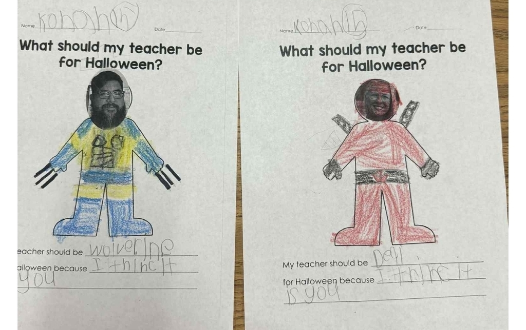 Mrs. Downey and Chef Sammy had some help from the 1st and 2nd graders deciding on a costume for Halloween.