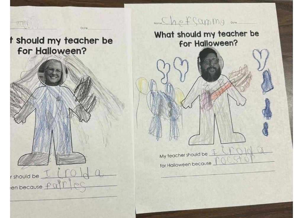 Mrs. Downey and Chef Sammy had some help from the 1st and 2nd graders deciding on a costume for Halloween.