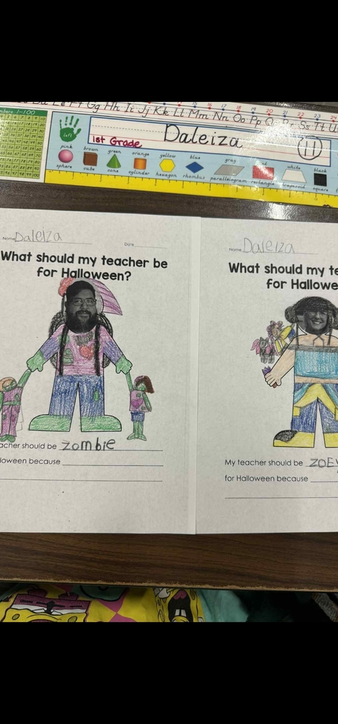 Mrs. Downey and Chef Sammy had some help from the 1st and 2nd graders deciding on a costume for Halloween.