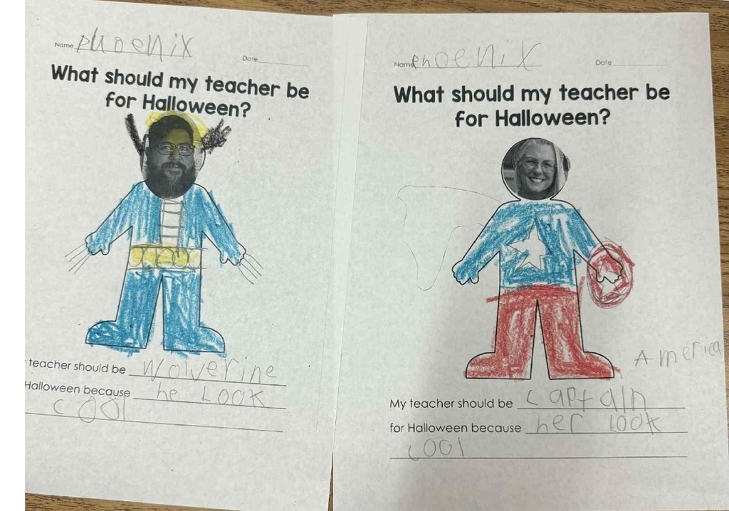 Mrs. Downey and Chef Sammy had some help from the 1st and 2nd graders deciding on a costume for Halloween.