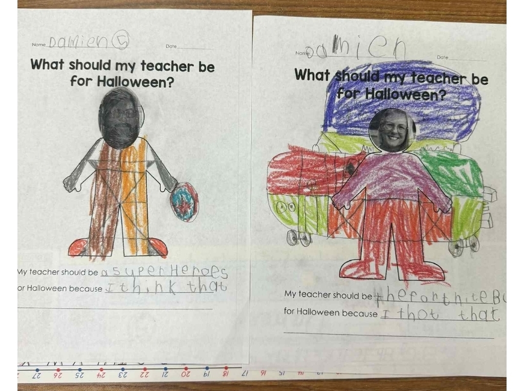 Mrs. Downey and Chef Sammy had some help from the 1st and 2nd graders deciding on a costume for Halloween.