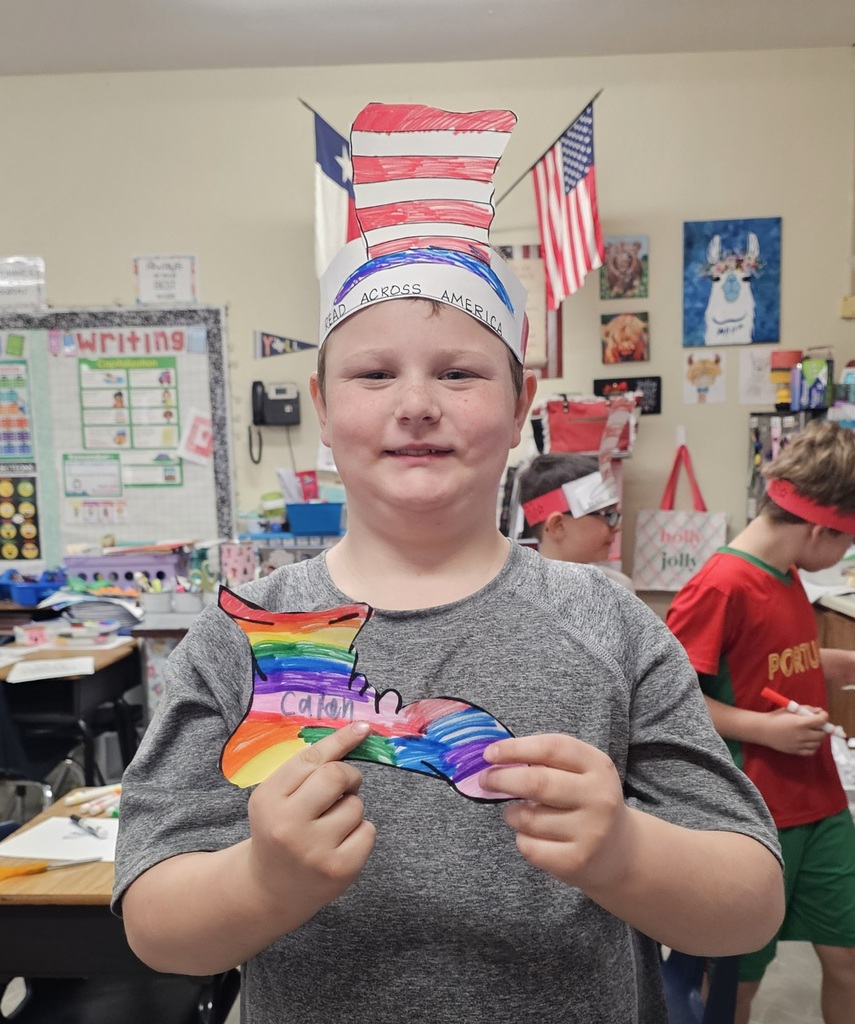 SIVELLS BEND ISD

Mrs. Downey's First and Second graders celebrated the beginning of Read Across America week by making Cat in the Hat hats and Fox in Socks socks.