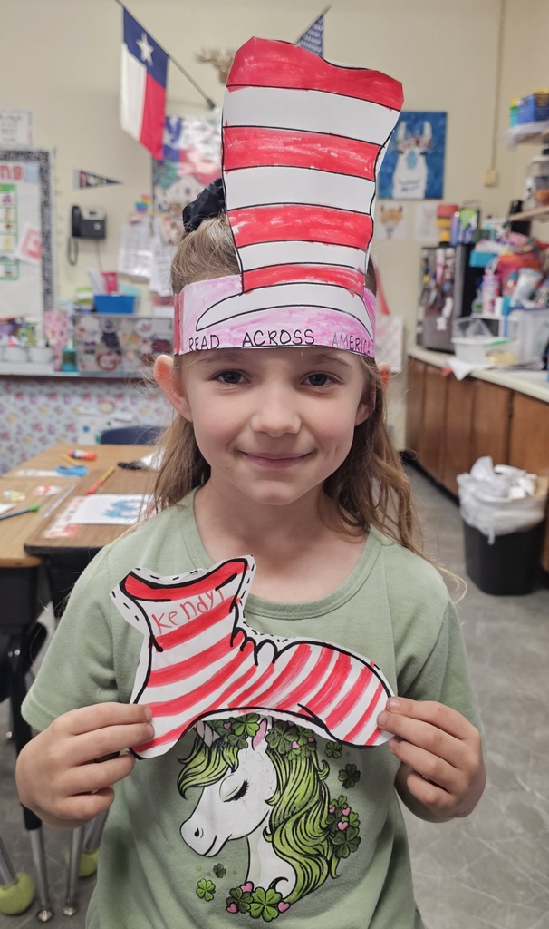 SIVELLS BEND ISD

Mrs. Downey's First and Second graders celebrated the beginning of Read Across America week by making Cat in the Hat hats and Fox in Socks socks.