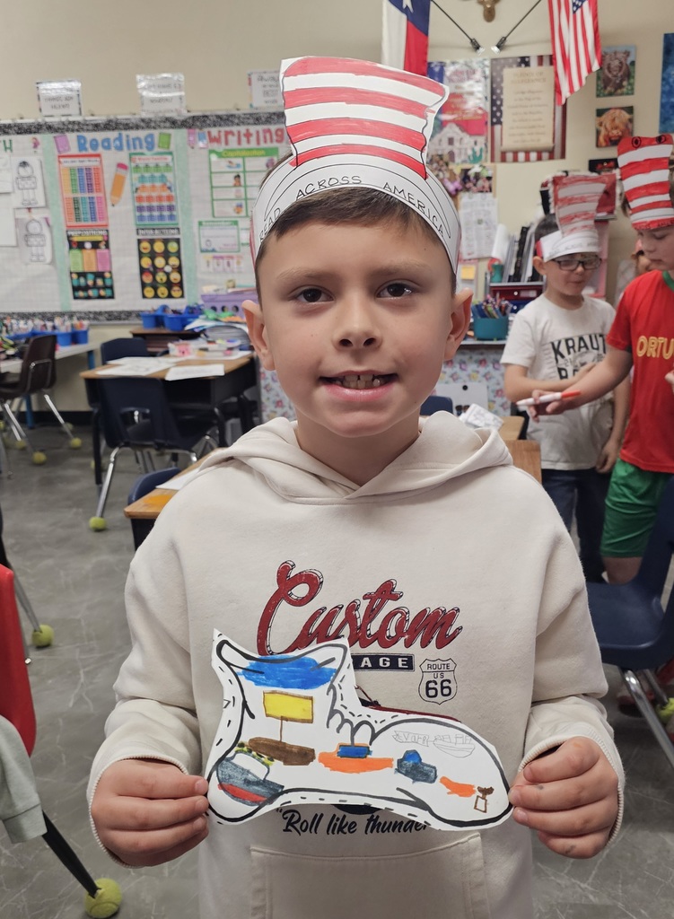 SIVELLS BEND ISD

Mrs. Downey's First and Second graders celebrated the beginning of Read Across America week by making Cat in the Hat hats and Fox in Socks socks.