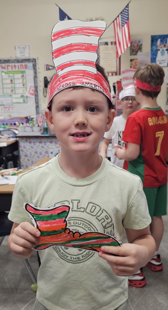 SIVELLS BEND ISD

Mrs. Downey's First and Second graders celebrated the beginning of Read Across America week by making Cat in the Hat hats and Fox in Socks socks.