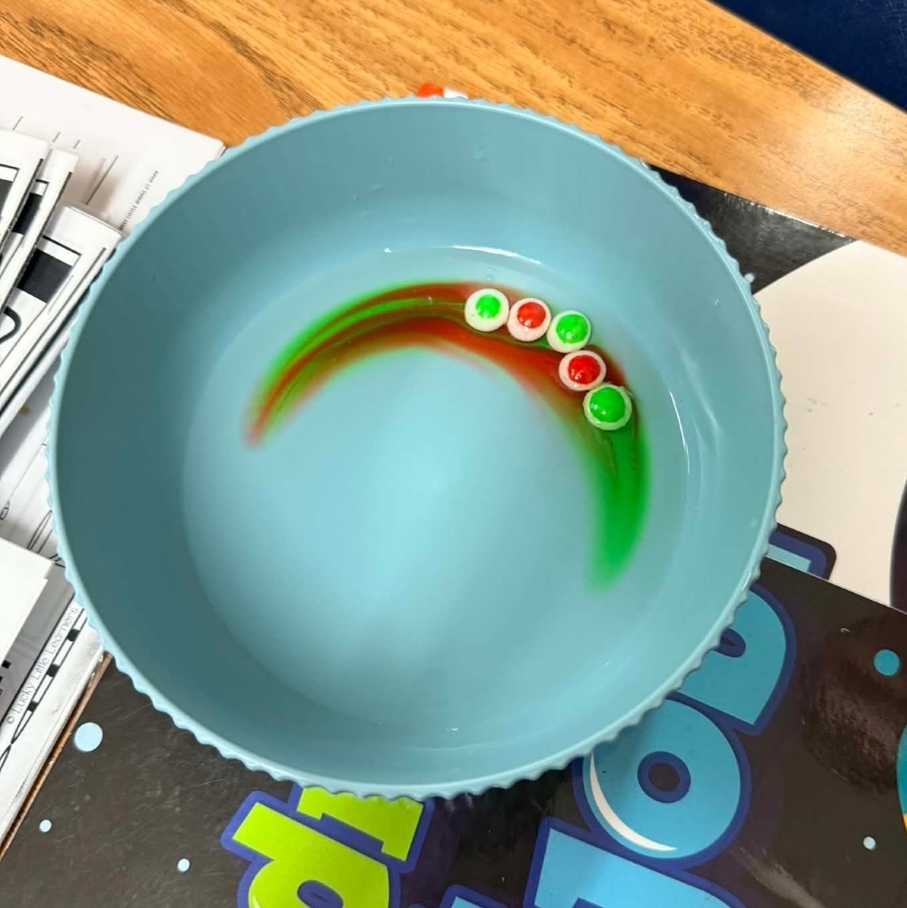 SIVELLS BEND ISD
Mrs Downey’s 1st and 2nd graders finished a week of celebrating St. Patrick’s day by making rainbows. They used hot water and Skittles on plates to make colorful rainbows. They also tested how well this would work with cold water. It was a fun week!