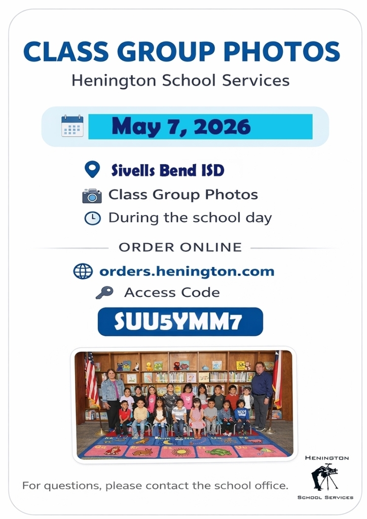 SIVELLS BEND ISD
CLASS GROUP
ONLINE ORDER INFO
