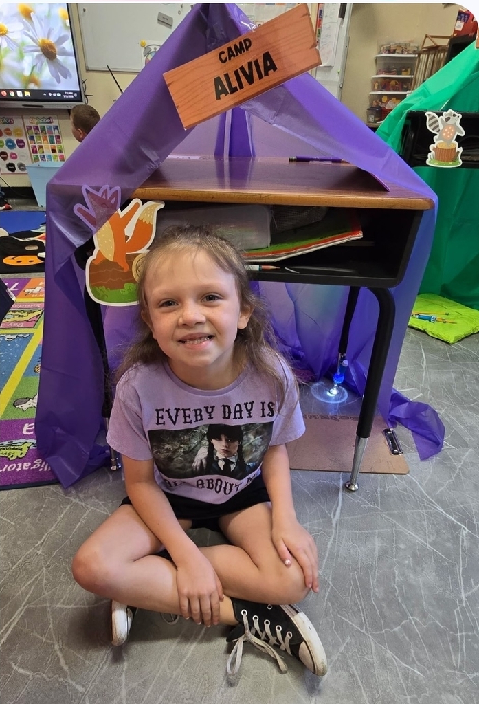 SIVELLS BEND ISD
This week, Mrs Downey’s class went to camp! Their desks were turned into tents and they worked on camp themed math and reading. We also had a picnic today for lunch!