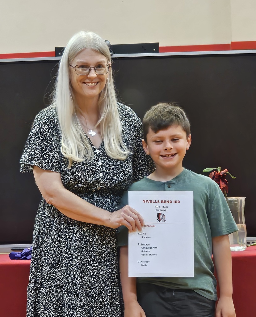 Sivells Bend ISD
AWARDS CEREMONY
1st - 2nd Grades
