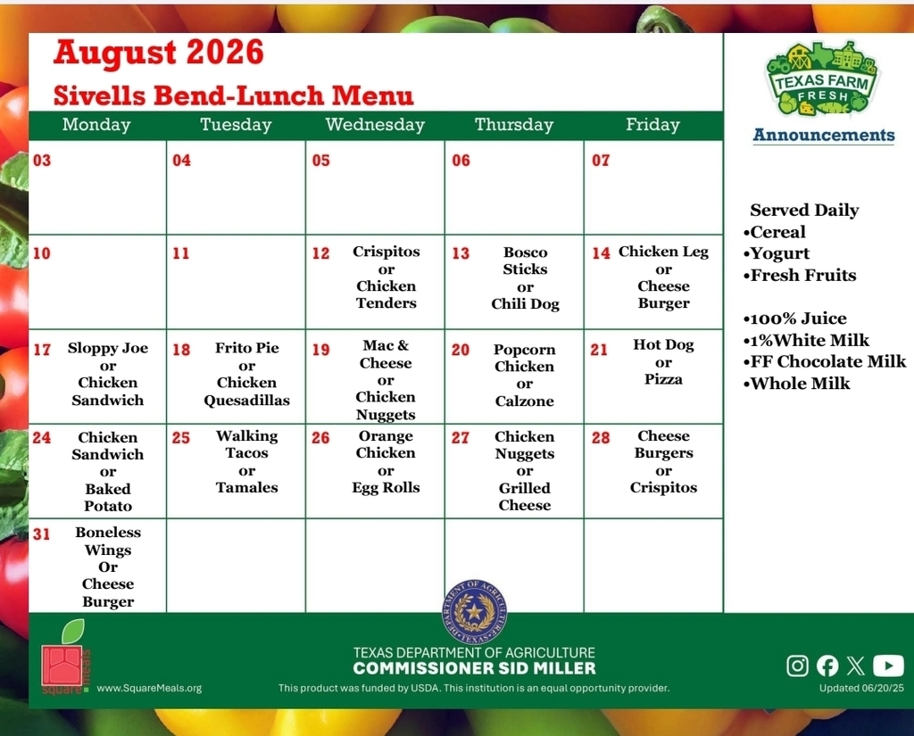 August Menu