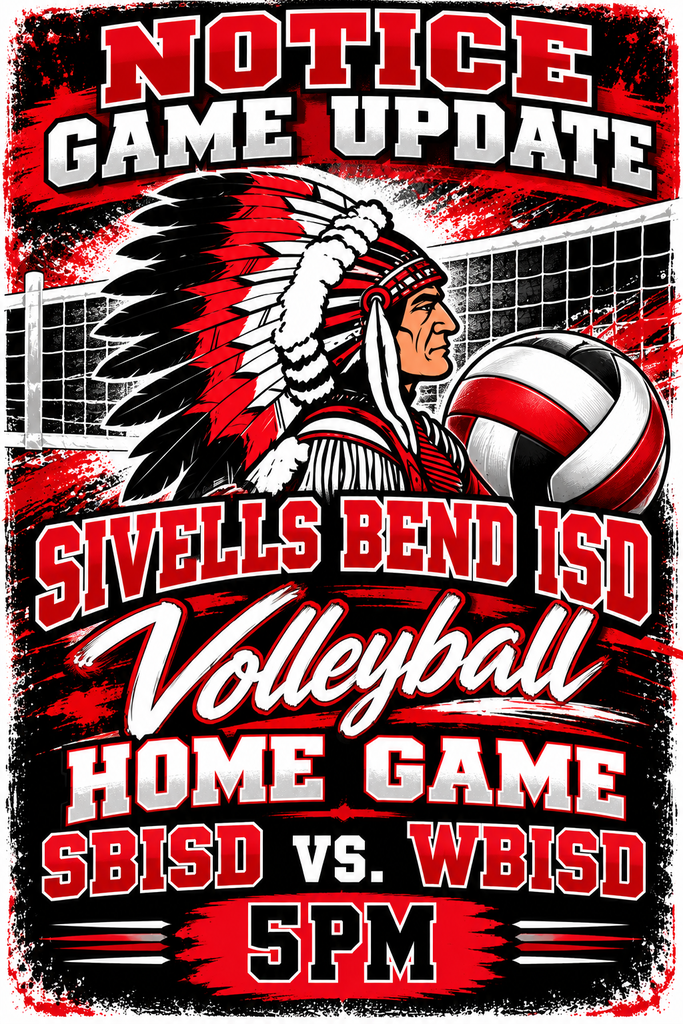 NOTICE - - GAME UPDATE!!!
Tonight's volleyball game is now a HOME Game for the Lady Warriors!!
5:00pm AT Sivells Bend School!!
Tonight is the Lady Warriors last District game...trying for an undefeated regular District Season!!!
Go Lady Warriors!!