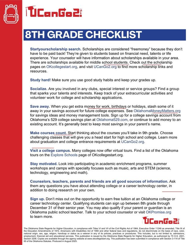 8th grade checklist
