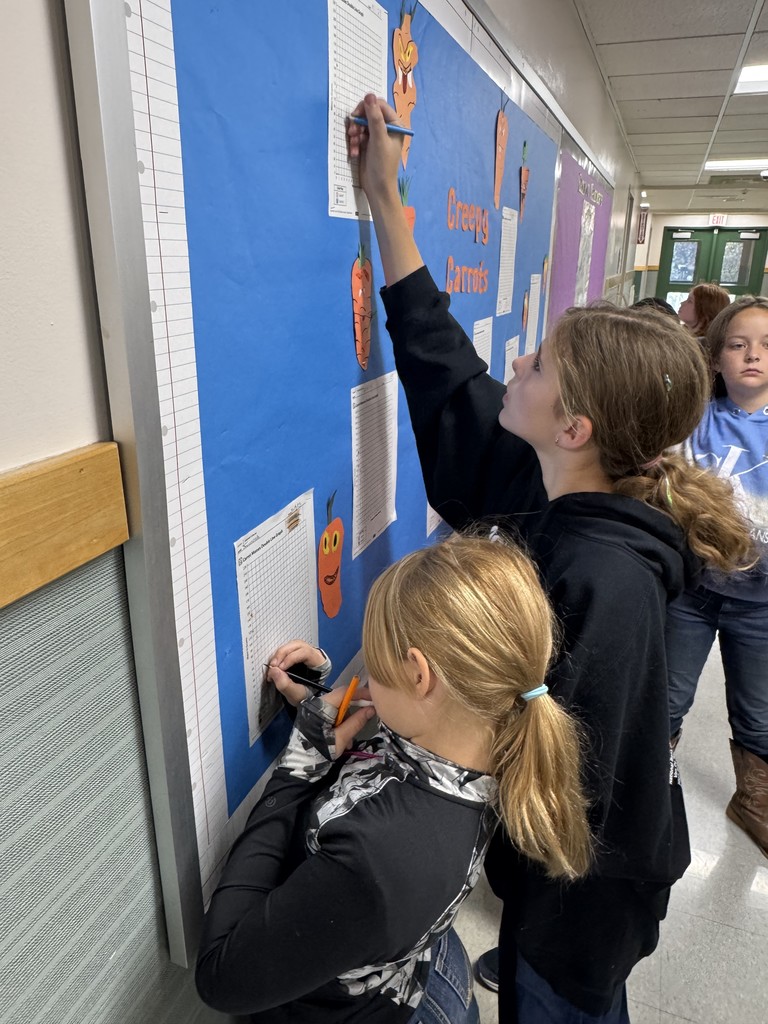 5th graders are busy collecting data on our carrots for October’s Number Corner! After just  few days, our carrots’ masses are dropping, and we are graphing the progress all month!
