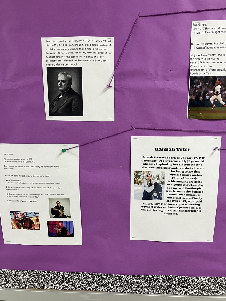 Students  are studying famous Vermonters!