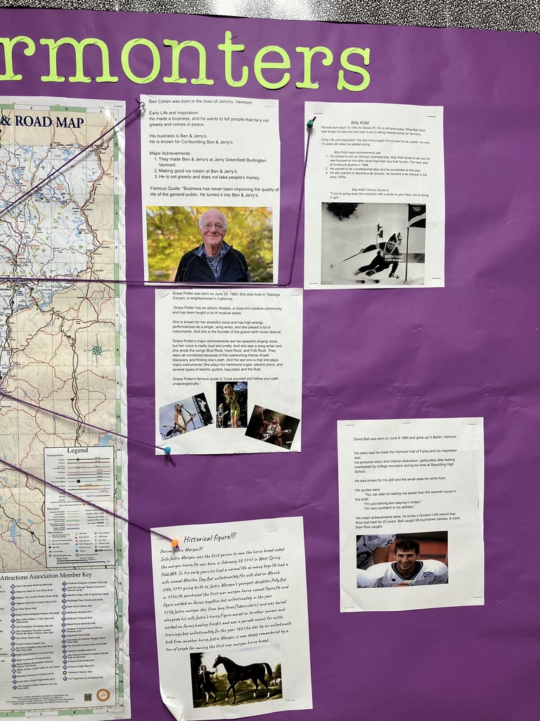 Students  are studying famous Vermonters!