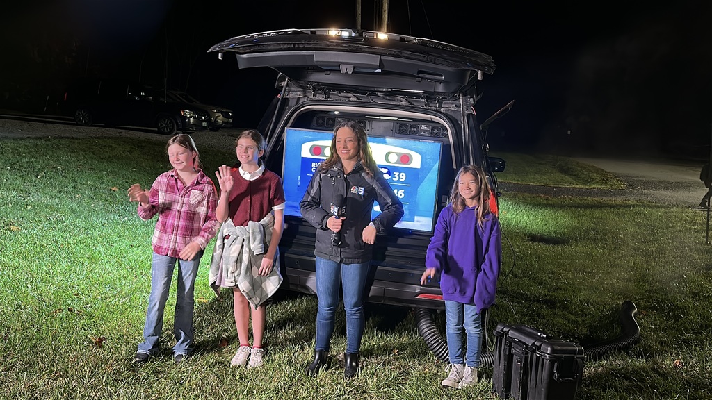 Students helping with the Live Weather forcast at Benson Village School
