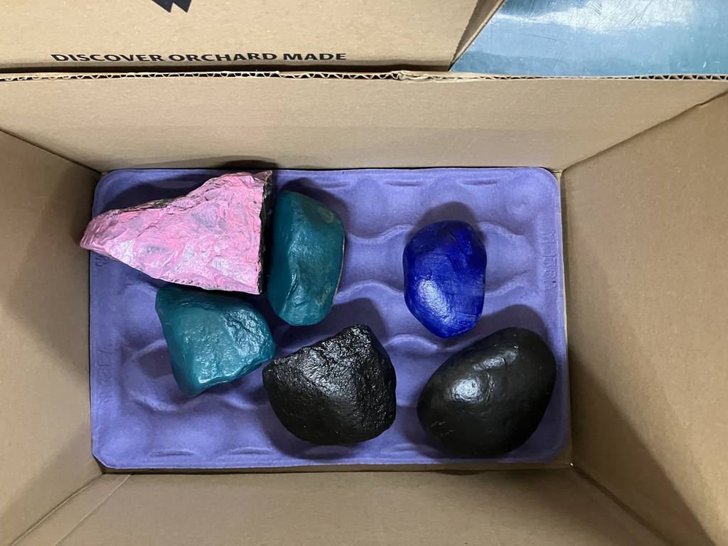 K-6th-grades painted rocks, which will be used to create our BVS school snake project this spring! 
