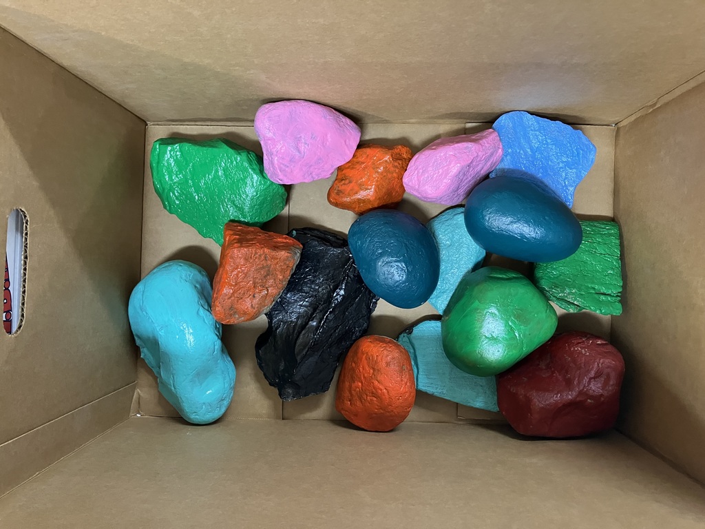 K-6th-grades painted rocks, which will be used to create our BVS school snake project this spring! 