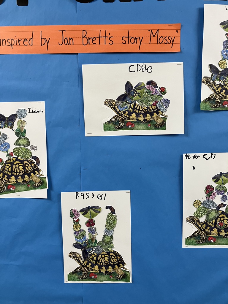 The center-right section. a turtle has a wide, lush garden on its back. Below it, another collage features three distinct "towers" of moss and flowers rising from the turtle's shell.