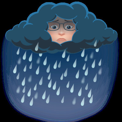 Cartoon of Ms. Pointer as a rain cloud