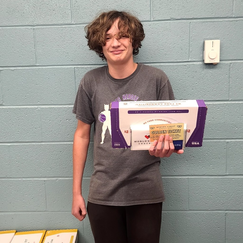 Payton with his golden ticket.