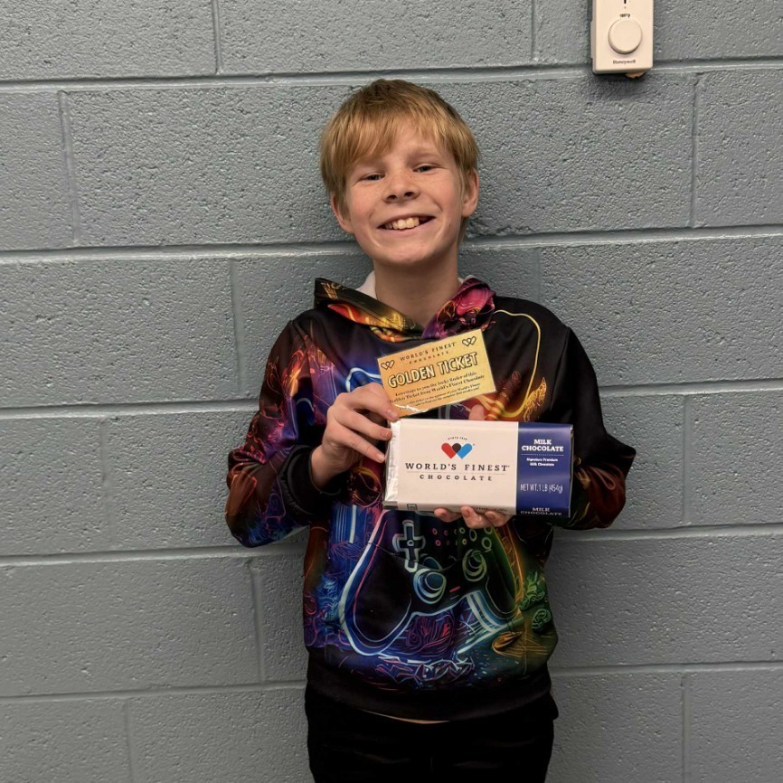 Liam and his golden ticket. 