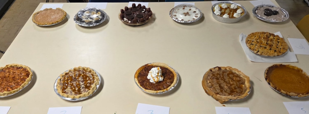 The Advanced Food Science class participated in some pre-Thanksgiving dessert studies earier this week. Students competed in a pie contest after taste testing with Mrs. Linda Crews. She presented crusts made with butter, lard and shortening for the class to vote on and implement into their own recipes! 