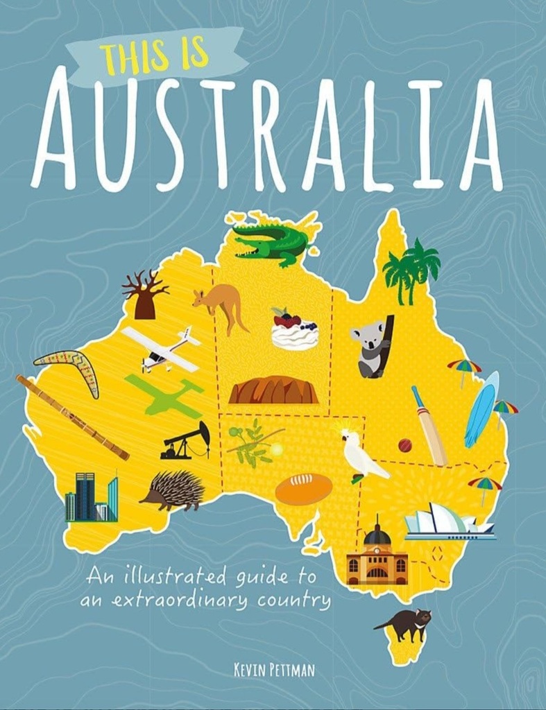 An illustration of Australia on a blue background