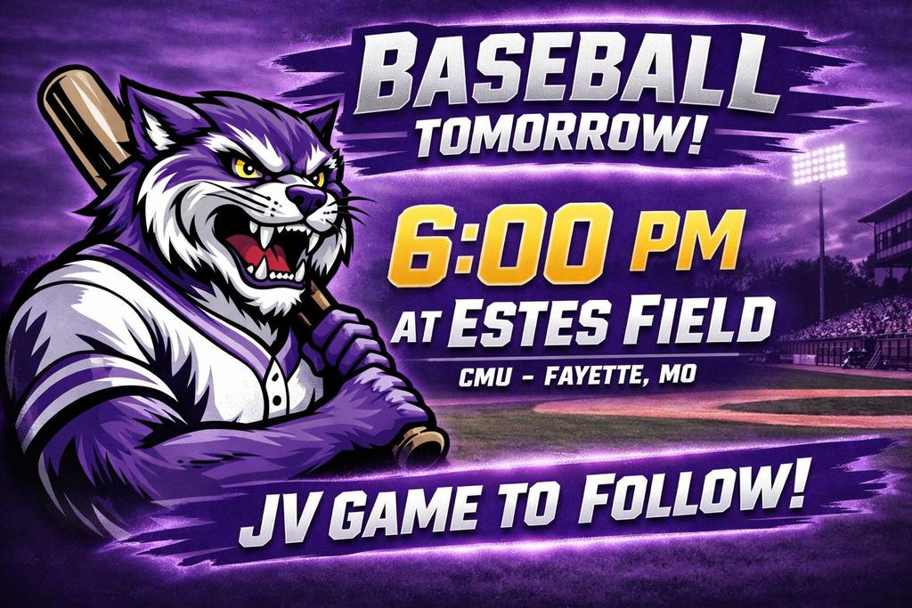 First pitch for the 4/15 game in Fayette at Estes Field on CMU's campus is now 6:00 pm. JV Game will follow.