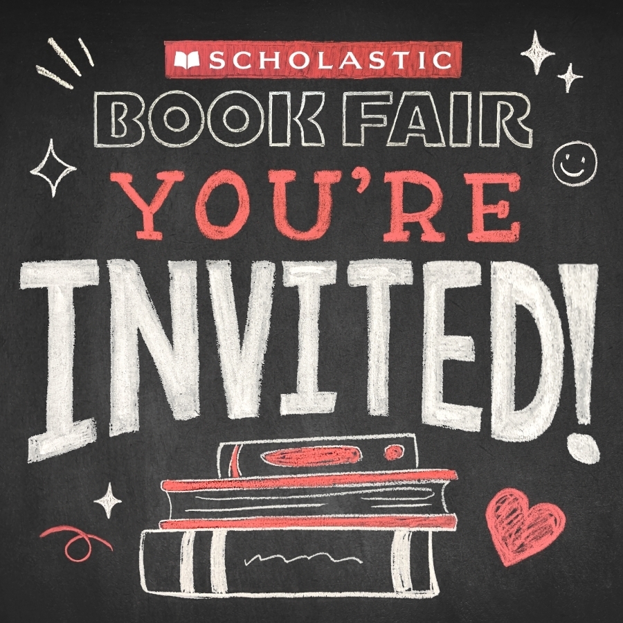 chalkboard background inviting people to the book fair