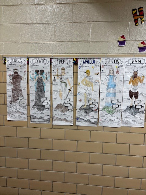 Our seventh graders kicked off their Greek mythology unit by creating Body Biographies of Greek gods, goddesses, and mythical creatures! Students explored their chosen figures’ powers, personalities, symbols, relationships, and more, bringing each mythological character to life through creativity and visual representation. 
