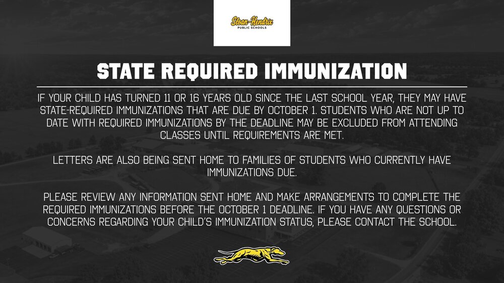 State Required Immunization Reminder